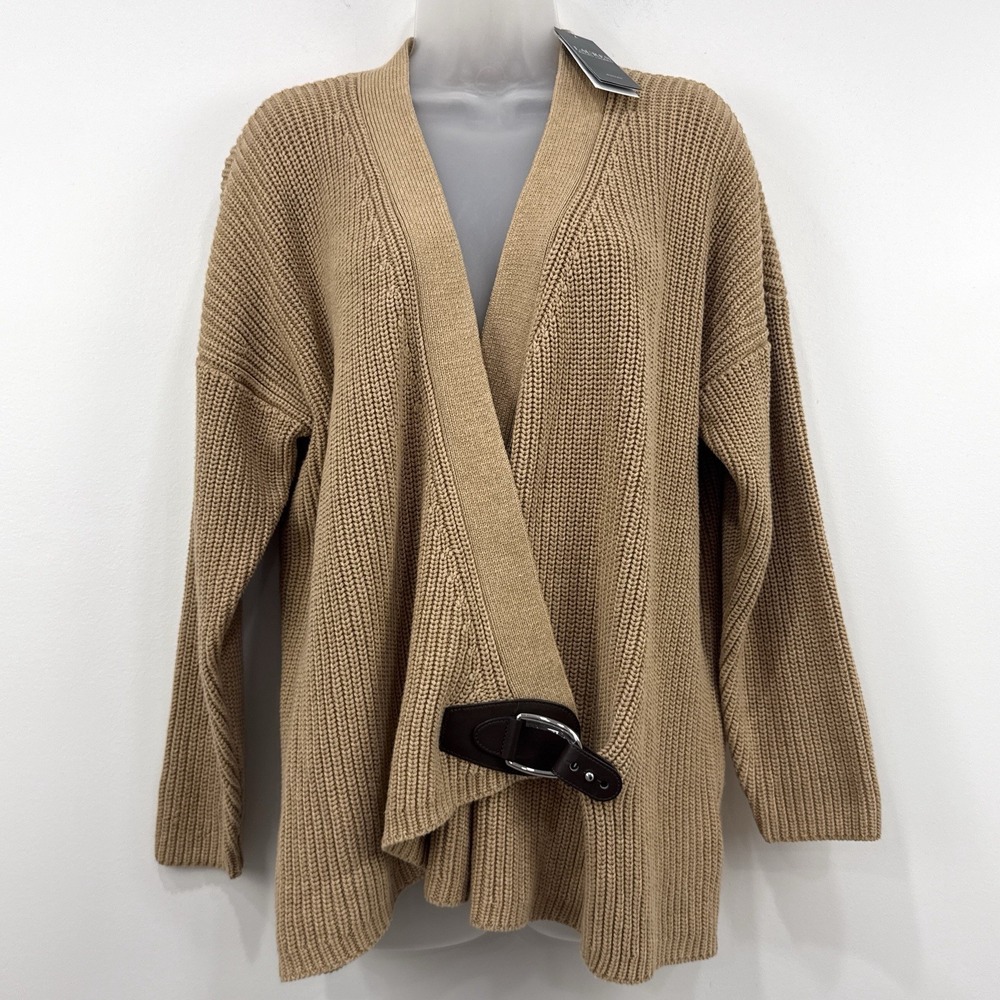Lauren Ralph Lauren Buckle Trim Cotton Cardigan 1X NWT Black Label Equestrian